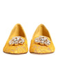 Yellow Taormina Lace Crystals Flats Shoes