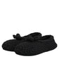 Black Wool Knit Slip On Ballerina Flats Shoes