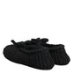 Black Wool Knit Slip On Ballerina Flats Shoes