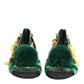 Green Mink Fur Satin Banana Leaf Sandals Shoes