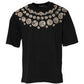Black Coin Print Cotton Crew Neck T-shirt