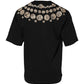 Black Coin Print Cotton Crew Neck T-shirt