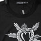 Black Sacred Heart Cotton Crew Neck T-shirt