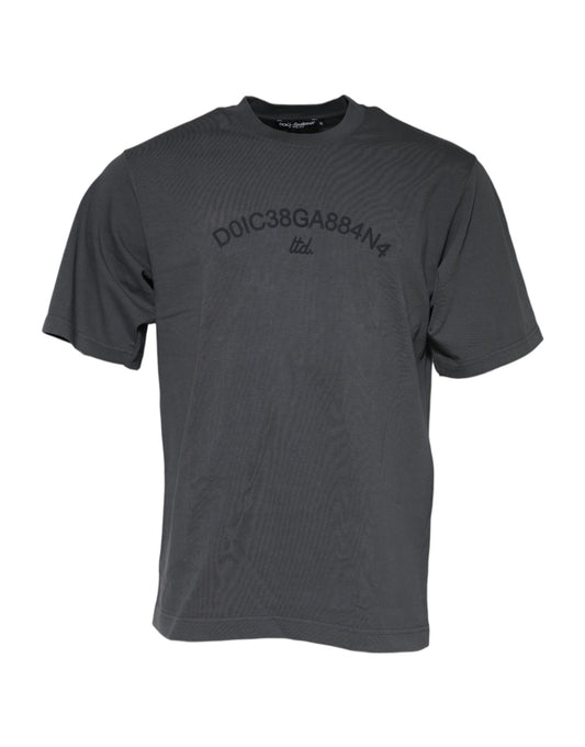 Gray Logo Graphic Cotton Crew Neck T-shirt