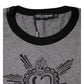 Gray Sacred Heart Cotton Crew Neck T-shirt
