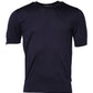 Dark Blue Silk Crew Neck Short Sleeves T-shirt