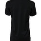 Black Cotton DG Print Short Sleeve Top T-shirt