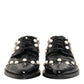 Black Leather Faux Pearl Dress Broque Shoes