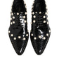 Black Leather Faux Pearl Dress Broque Shoes