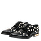 Black Leather Faux Pearl Dress Broque Shoes