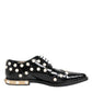 Black Leather Faux Pearl Dress Broque Shoes
