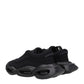 Black Fabric Chunky Sneakers