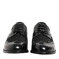 Black Leather Floral Lace Dress Formal Shoes