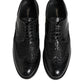 Black Leather Floral Lace Dress Formal Shoes