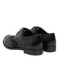 Black Leather Floral Lace Dress Formal Shoes
