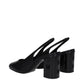 Black Leather High Heel Pumps