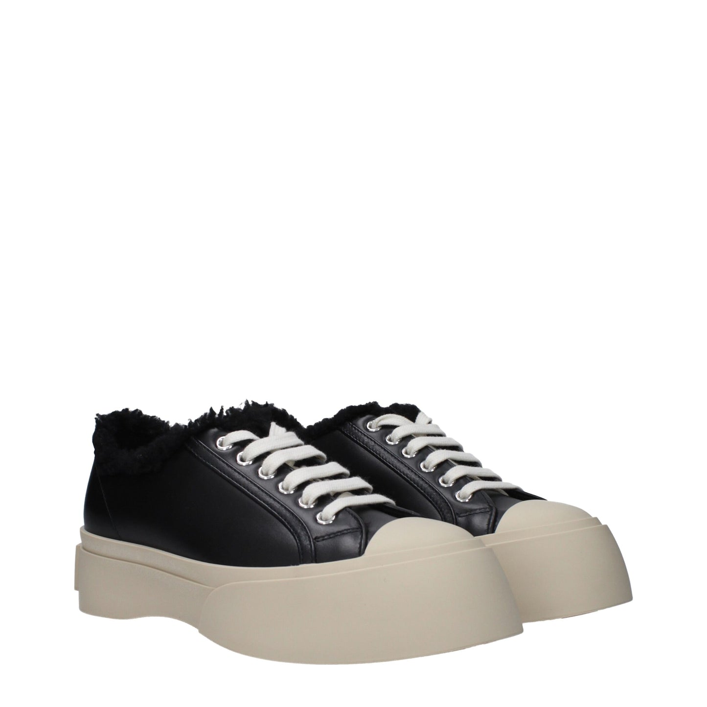 Black Leather Chunky Sneakers