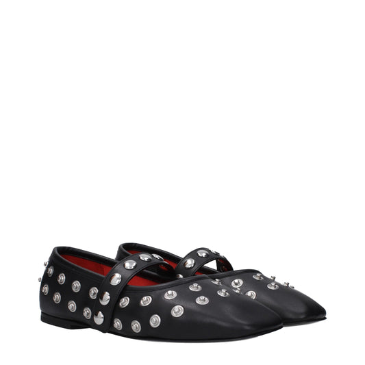 Black Leather Ballet Flats
