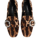 Brown Leopard Print Crystals Loafers Flats Shoes