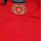 Red Crew Neck Short Sleeves Top T-shirt