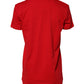 Red Cotton Short Sleeves Crew Neck Top T-shirt