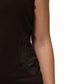 Dark Brown Lace Trim Wool Sleeveless Tank Top