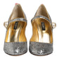 Silver Glitter Mink Fur VALLY Pumps Shoes