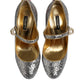 Silver Glitter Mink Fur VALLY Pumps Shoes