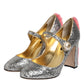 Silver Glitter Mink Fur VALLY Pumps Shoes