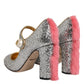 Silver Glitter Mink Fur VALLY Pumps Shoes
