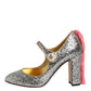 Silver Glitter Mink Fur VALLY Pumps Shoes