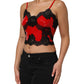 Red Black Lace Trim Polyester Sleeveless Tank Top