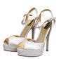 White Satin Platform Heels Sandals Shoes