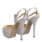 White Satin Platform Heels Sandals Shoes