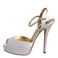 White Satin Platform Heels Sandals Shoes
