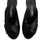 Black Logo KEIRA Satin Slides Sandals Shoes