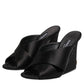 Black Logo KEIRA Satin Slides Sandals Shoes
