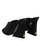 Black Logo KEIRA Satin Slides Sandals Shoes