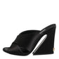 Black Logo KEIRA Satin Slides Sandals Shoes