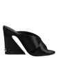 Black Logo KEIRA Satin Slides Sandals Shoes