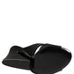 Black Logo KEIRA Satin Slides Sandals Shoes