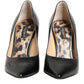 Black Calf Leather Stiletto Heels Pumps Shoes