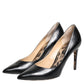 Black Calf Leather Stiletto Heels Pumps Shoes