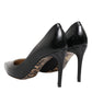 Black Calf Leather Stiletto Heels Pumps Shoes