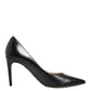 Black Calf Leather Stiletto Heels Pumps Shoes