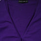 Purple Wool Knit V-neck Cardigan Sweater