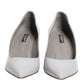 Light Gray Leather Kitten Heels Pumps Shoes