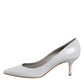 Light Gray Leather Kitten Heels Pumps Shoes