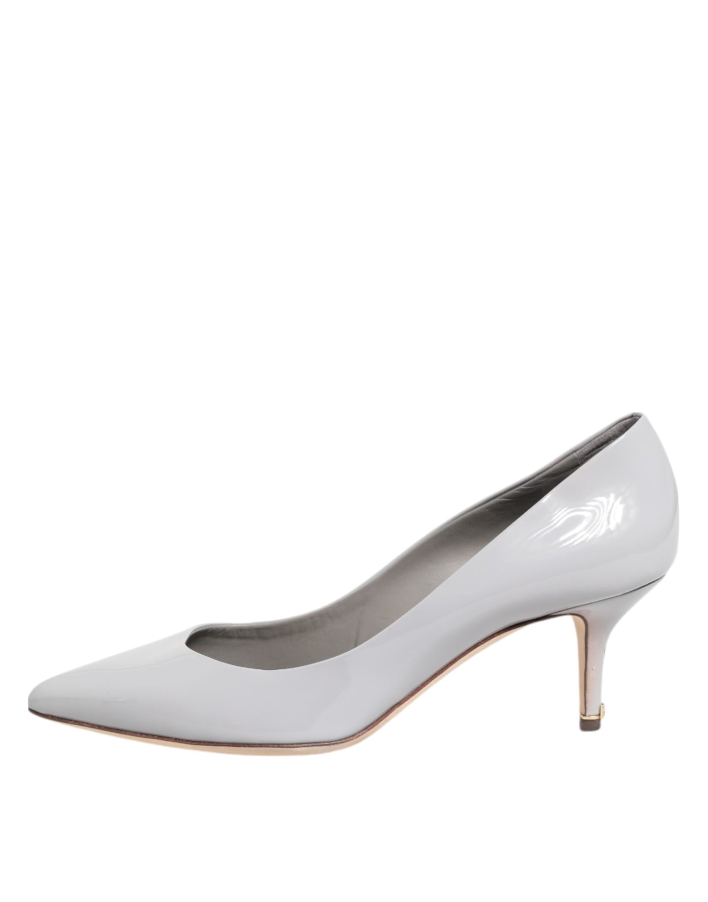 Light Gray Leather Kitten Heels Pumps Shoes