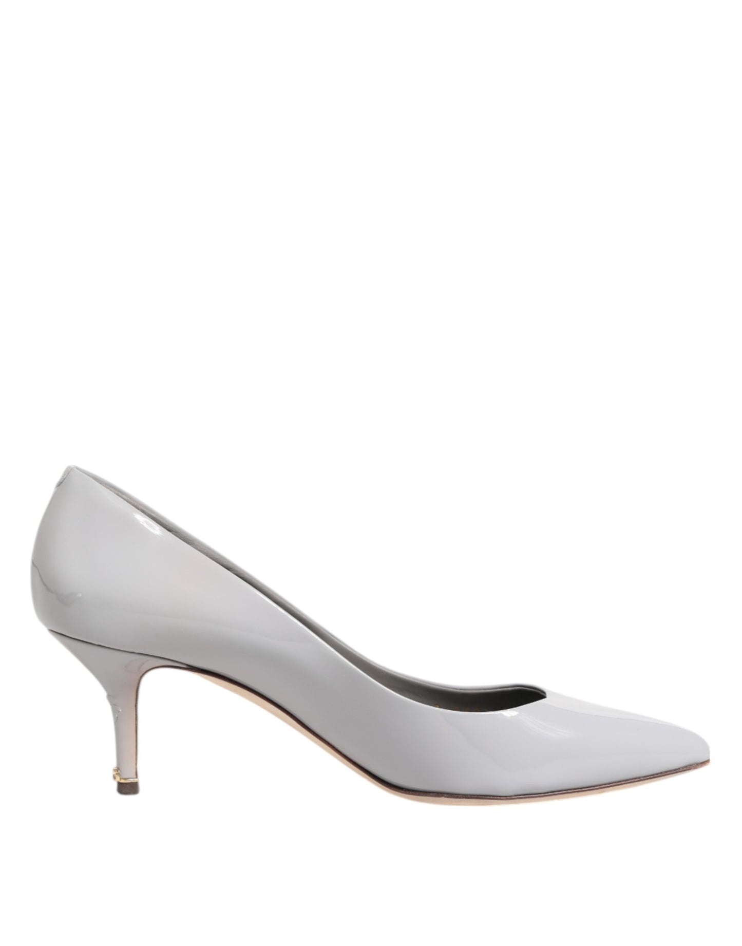 Light Gray Leather Kitten Heels Pumps Shoes